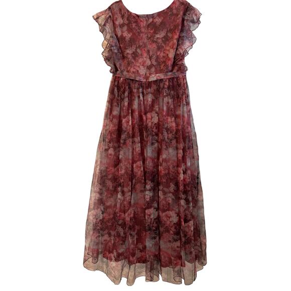 Mgiacy Mesh Pink Floral Floor Length Dress - Worn Once - size XL Extra Large - Picture 2 of 5